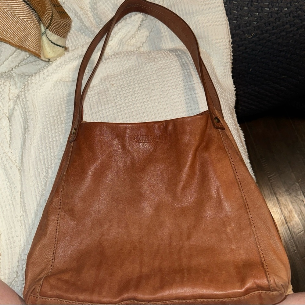 Brown Leather Shoulder Bag with Slouchy Silhouette from American Leather Company